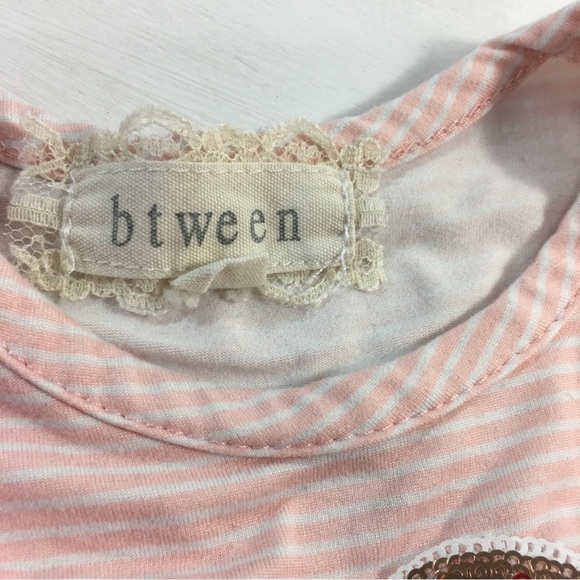 btween Toddler Girls Top Pink Striped Love in Sequins Size 2T - Picture 3 of 6